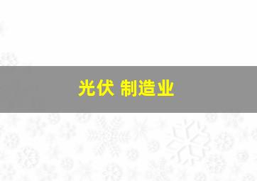 光伏 制造业